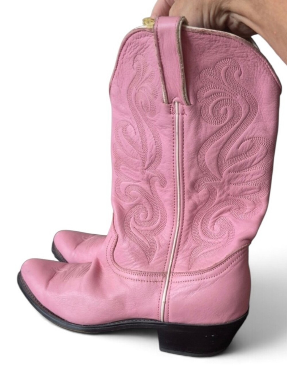 Vintage Durango Pink Leather Cowgirl Barbie Pink Western Boots 8.5